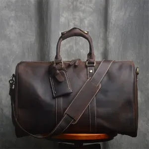 Men's Hand Luggage Bag Travel Bag Genuine Leather Large Capacity Single Shoulder Messenger For 14 Inch Laptop