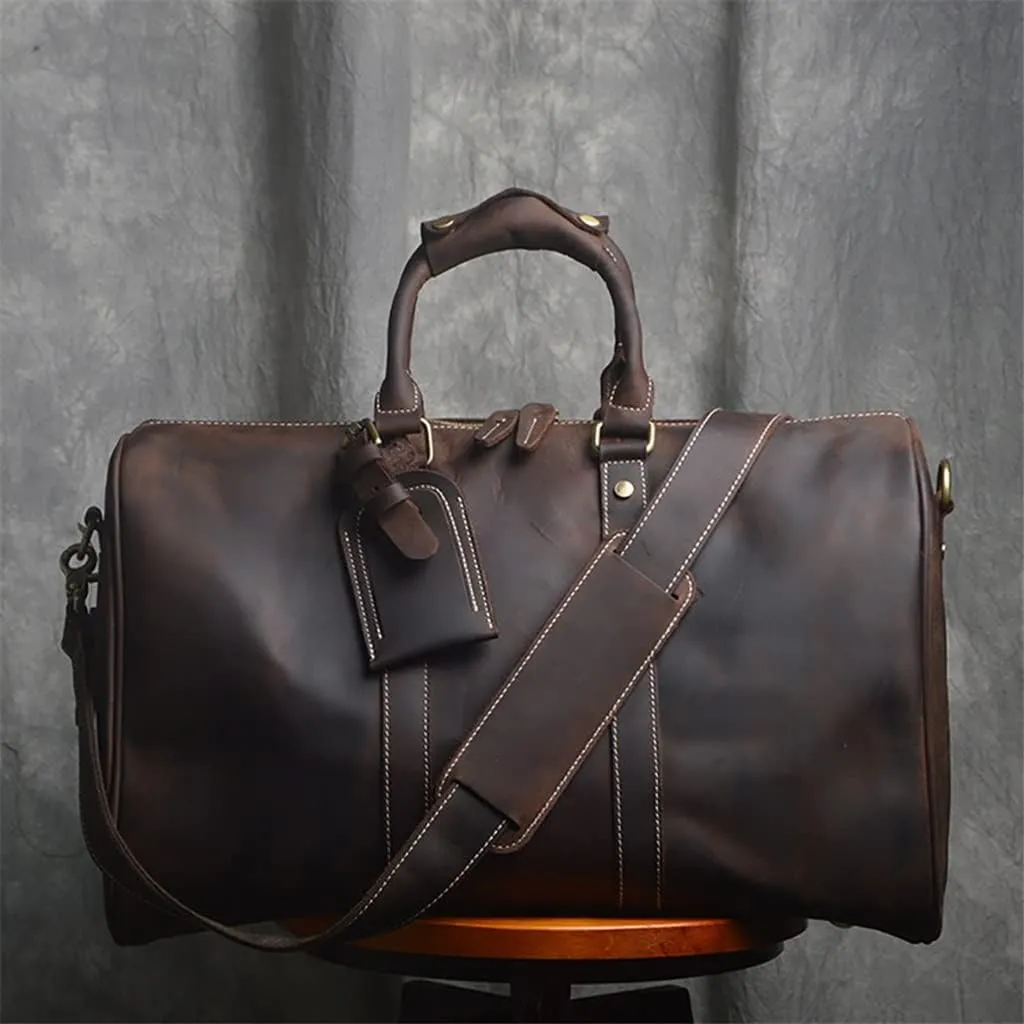 Men's Hand Luggage Bag Travel Bag Genuine Leather Large Capacity Single Shoulder Messenger For 14 Inch Laptop