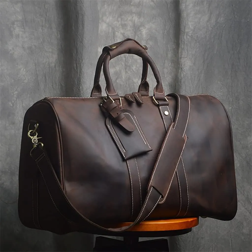 Men's Hand Luggage Bag Travel Bag Genuine Leather Large Capacity Single Shoulder Messenger For 14 Inch Laptop