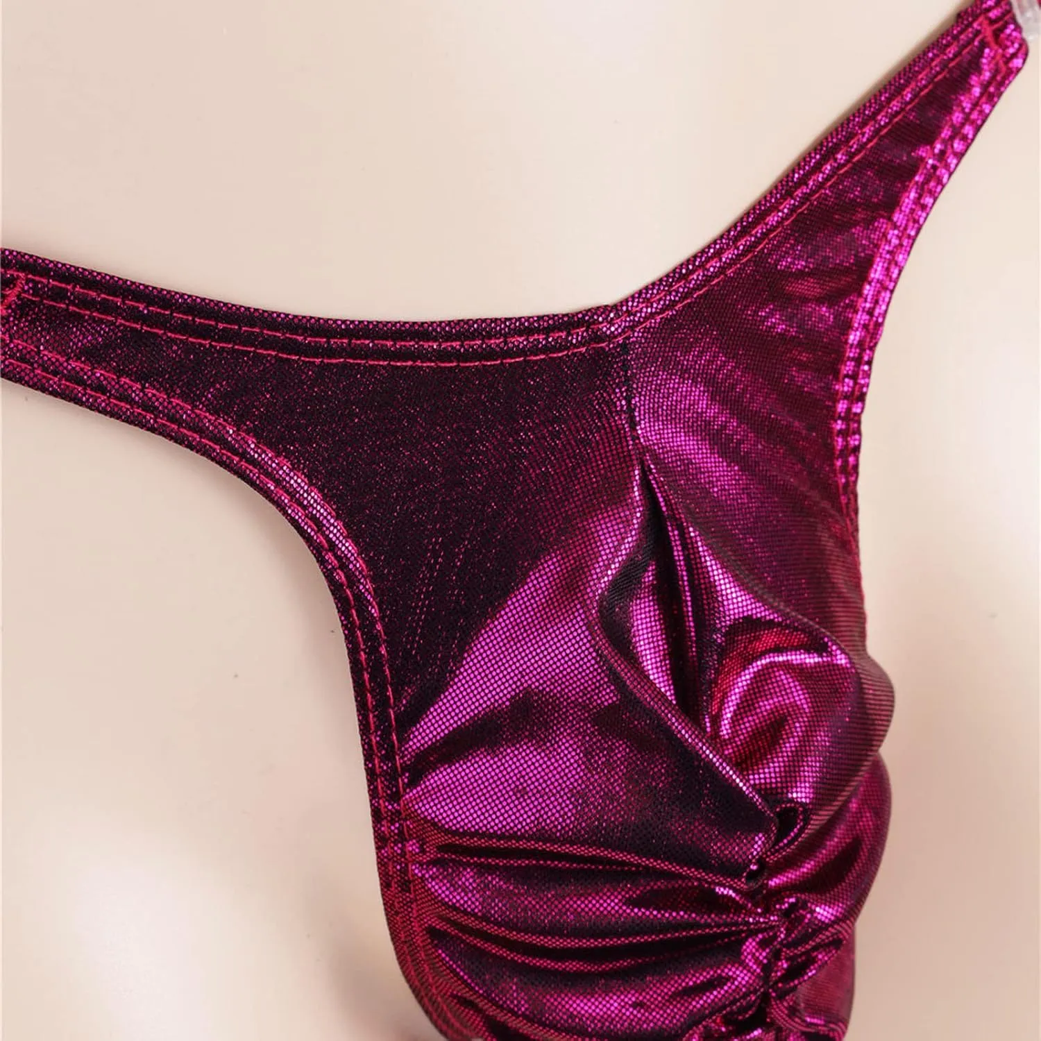 Men's Sexy Bright Patent Leather Thong New Personality Sexy Low Waist Underwear Briefs Fashion Temptation G-strings
