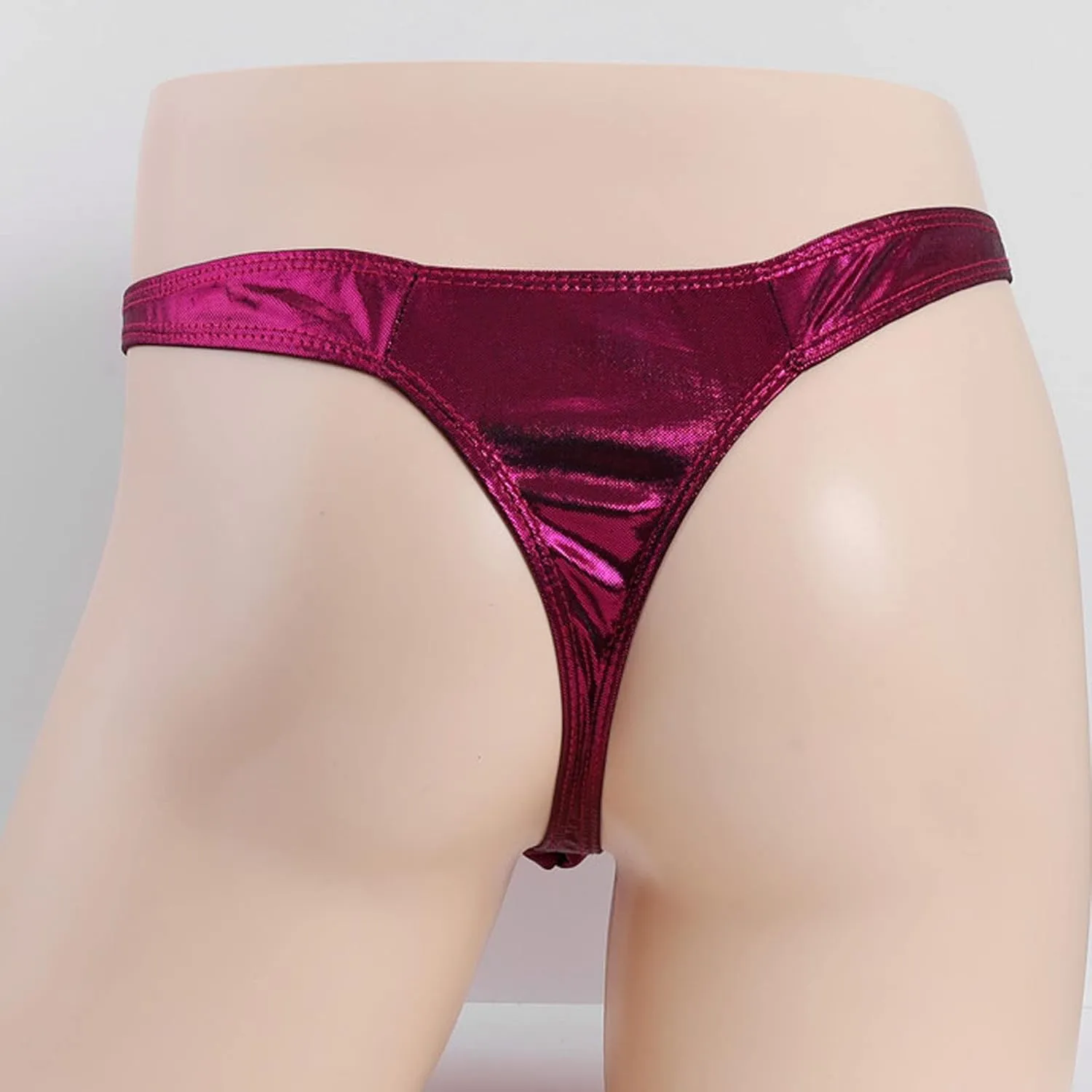 Men's Sexy Bright Patent Leather Thong New Personality Sexy Low Waist Underwear Briefs Fashion Temptation G-strings