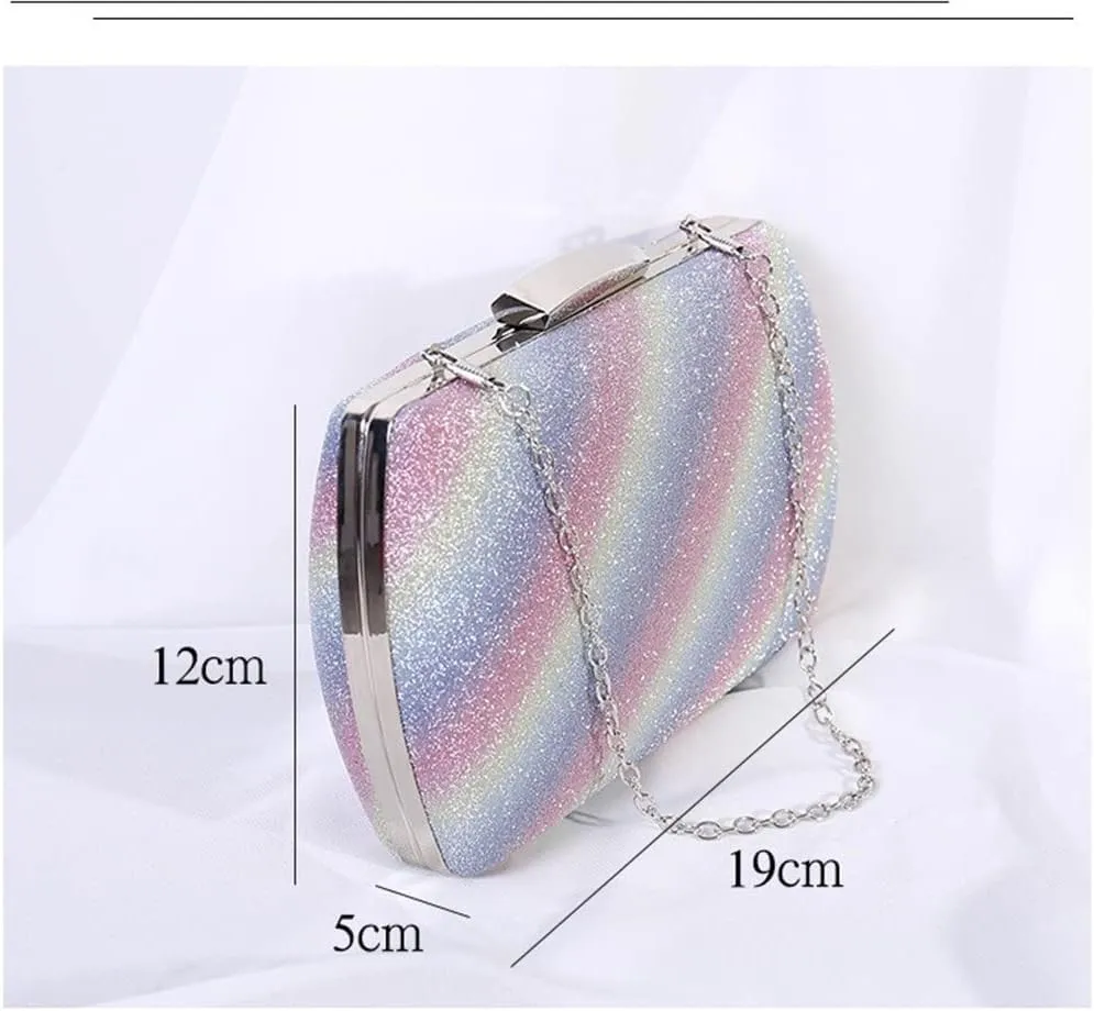 Metal Rainbow Clutch Women Crystal Evening Bags Clutches Party Cocktail Purses and Handbag