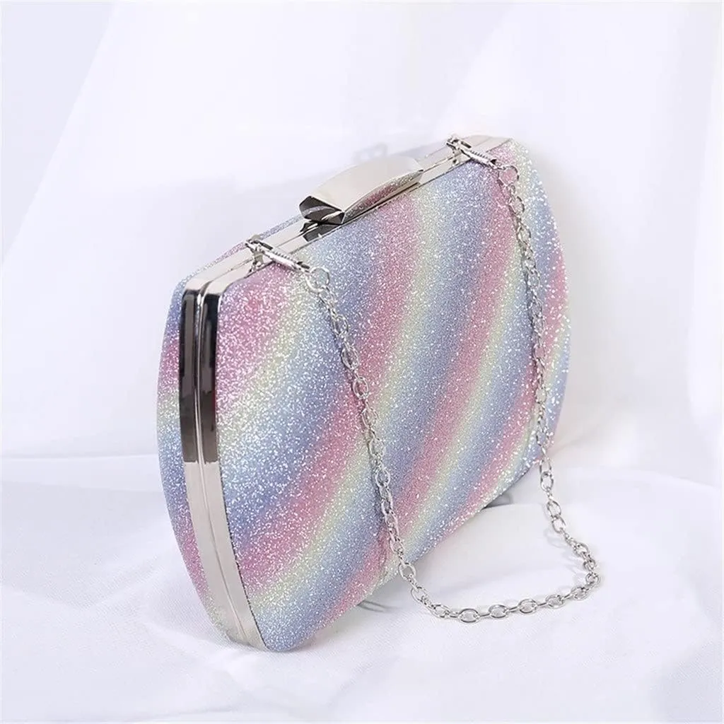Metal Rainbow Clutch Women Crystal Evening Bags Clutches Party Cocktail Purses and Handbag