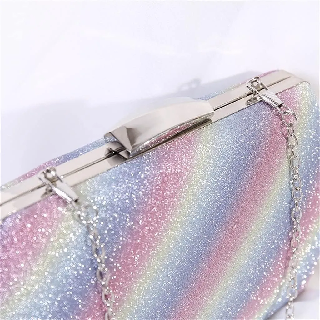 Metal Rainbow Clutch Women Crystal Evening Bags Clutches Party Cocktail Purses and Handbag