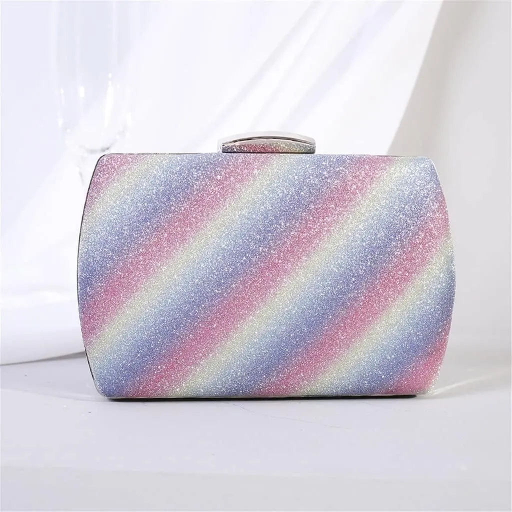 Metal Rainbow Clutch Women Crystal Evening Bags Clutches Party Cocktail Purses and Handbag