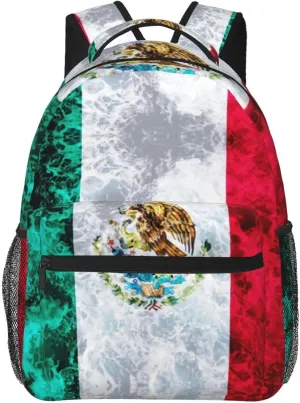 Mexico Mexican Flag Backpacks Cute Laptop Bookbag Computer Bag Hiking Travel Daypack for Women Men