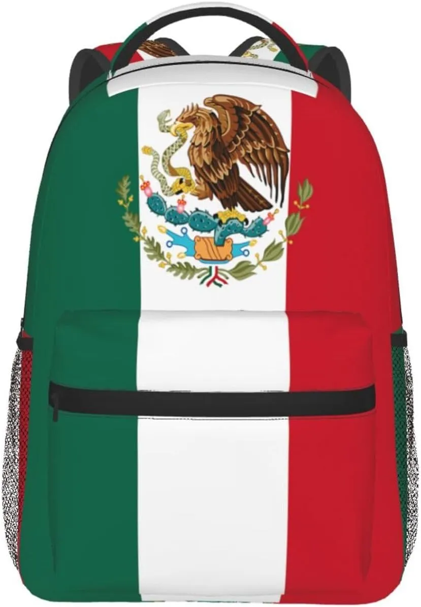 Mexico Mexican Flag Backpacks Cute Laptop Bookbag Computer Bag Hiking Travel Daypack for Women Men