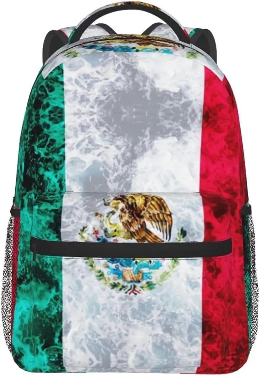 Mexico Mexican Flag Backpacks Cute Laptop Bookbag Computer Bag Hiking Travel Daypack for Women Men