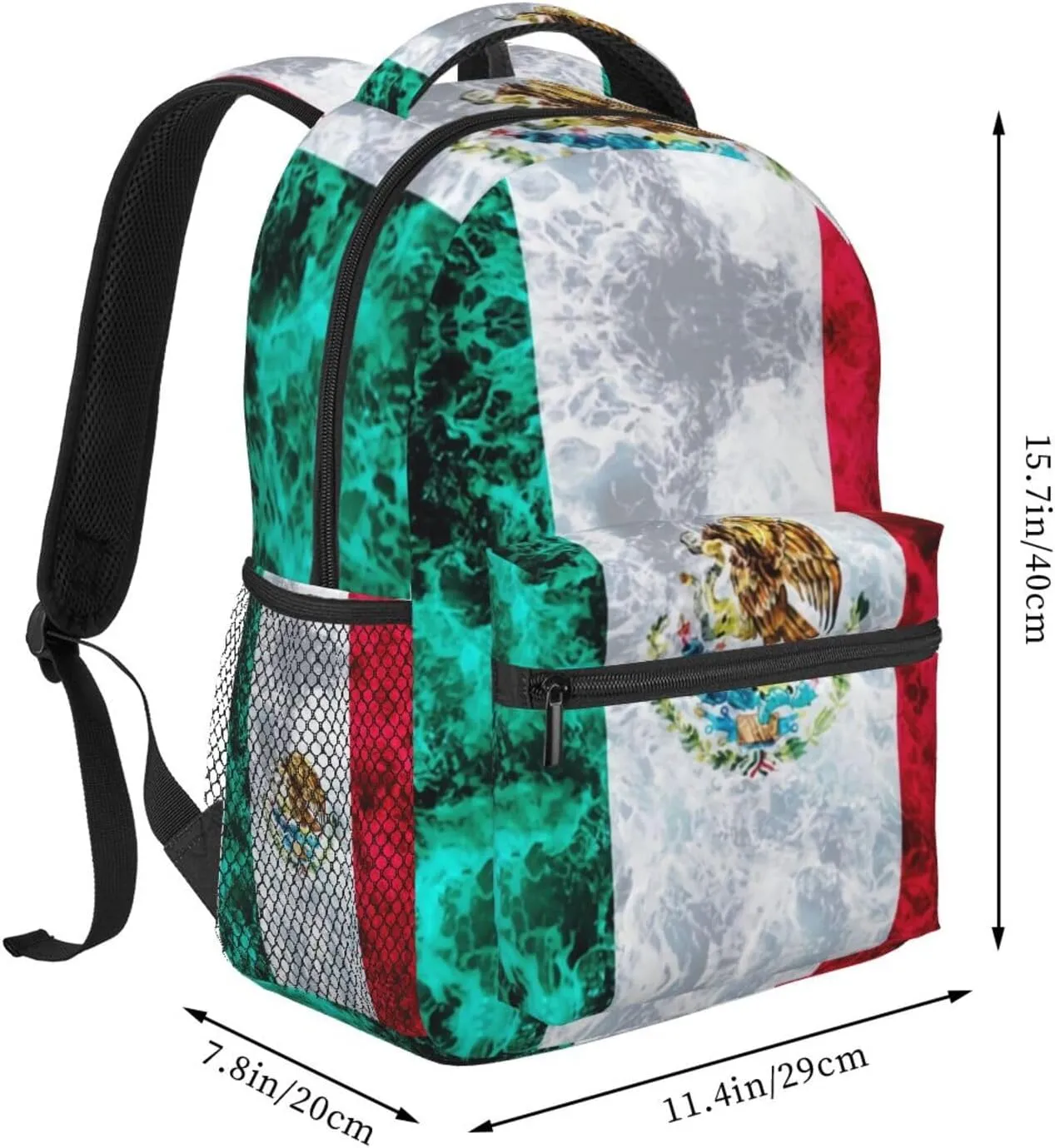 Mexico Mexican Flag Backpacks Cute Laptop Bookbag Computer Bag Hiking Travel Daypack for Women Men
