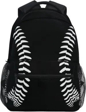 Miaoquhe Black Baseball Backpacks School Bookbag for Kids Sport Softball Backpacks Laptop Shoulder Bag for Women Girls Men Boys School Casual Daypack for Travel Hiking Camping