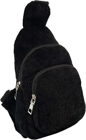Mini Corduroy Sling Bags Women Shoulder Bag Chest Bags Purse Bag Package Nylon Shoulder Bag Shoulder (Black, One Size)
