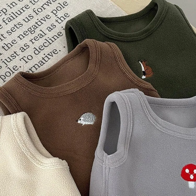 Mini Embroidery Pattern Plush Tank Top