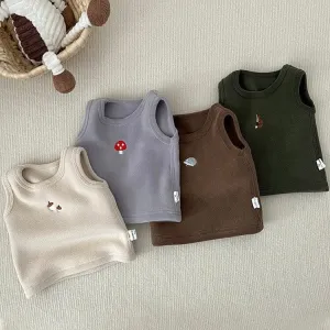 Mini Embroidery Pattern Plush Tank Top