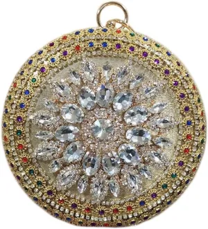 Mini Round Shaped Crystal Diamond Bags Hasp Shoulder Chain Bridal Handbags Wedding Clutches