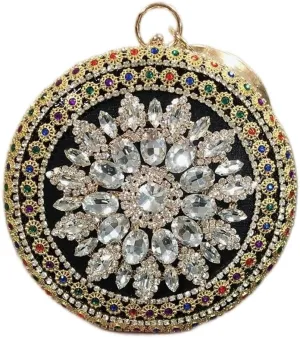 Mini Round Shaped Crystal Diamond Bags Hasp Shoulder Chain Bridal Handbags Wedding Clutches