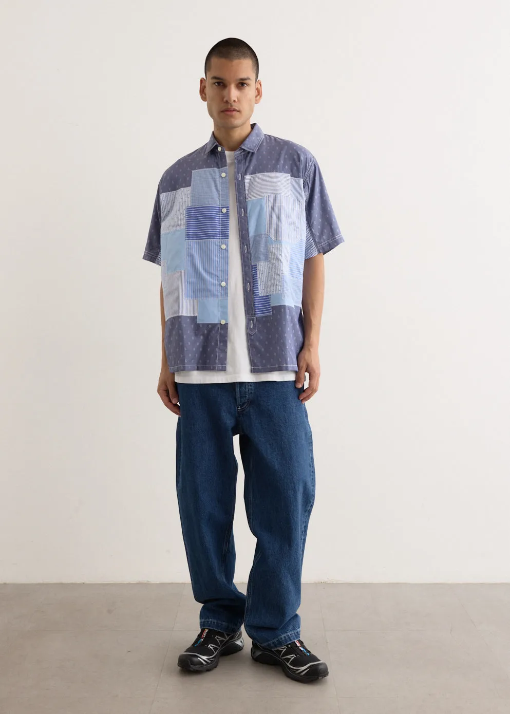 Multi Fabrics Patchwork Shortsleeve Shirt