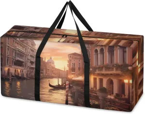 Mystical City Extra Large Moving Bags Heavy Duty Storage Bags Bright City Cloth Wrap Around Handles Double Zipper Reusable Convenient Foldable Storage Tote for Travel Camping Space Save