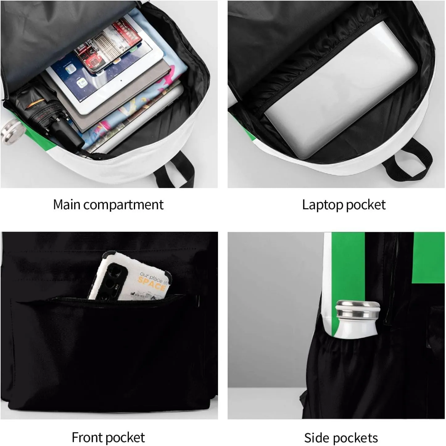 Neutrois Pride Flag 17 Inch Casual Backpack Laptop Backpacks Travel Back Pack Large Camping Rucksack Hiking Daypack Lightweight Double Shoulder Bag