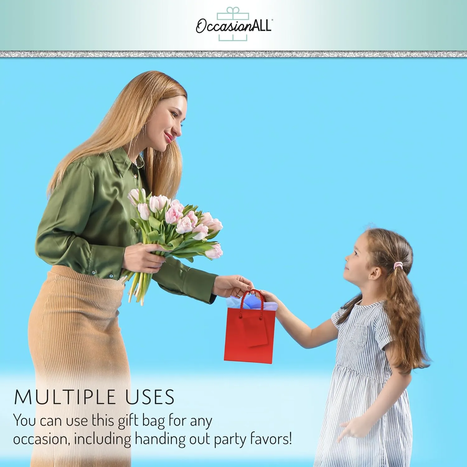 OccasionALL Multi Color Mini Gift Bags with Handles for Holidays, Birthdays, Cards, Goodies, Weddings, Party Favors, Events, Bulk, 4x2.75x4.5, 12 Pack