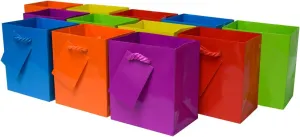 OccasionALL Multi Color Mini Gift Bags with Handles for Holidays, Birthdays, Cards, Goodies, Weddings, Party Favors, Events, Bulk, 4x2.75x4.5, 12 Pack