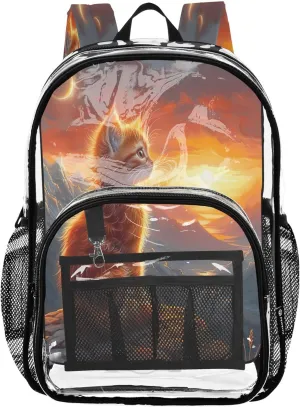 Orange Kitten Backpack Boys, Clear Plastic Bags, Transparent School Bag, School Bags for Boys