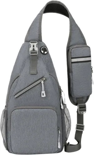 Outdoor Sling Bags Trendy Crossbody Purse Chest Bag With Adjustable Guitar Strap For Travel Womens (Grey, One Size)