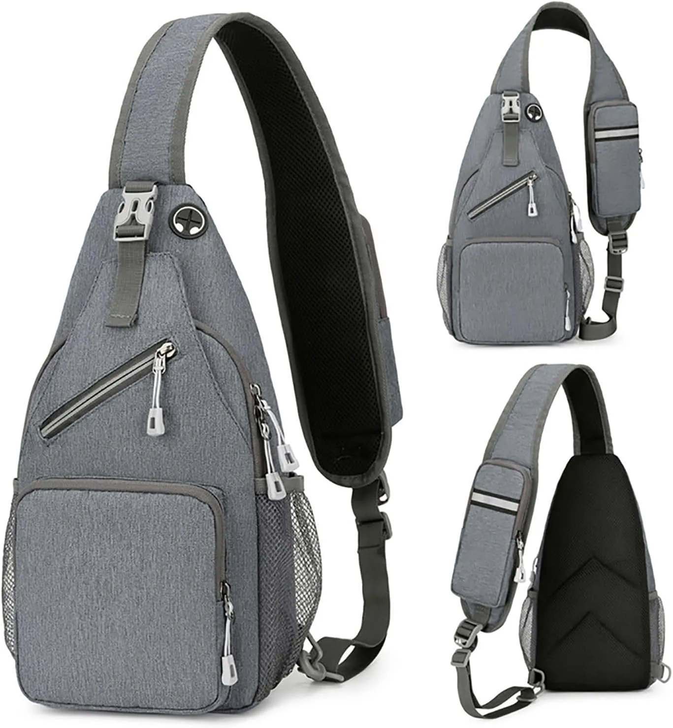 Outdoor Sling Bags Trendy Crossbody Purse Chest Bag With Adjustable Guitar Strap For Travel Womens (Grey, One Size)