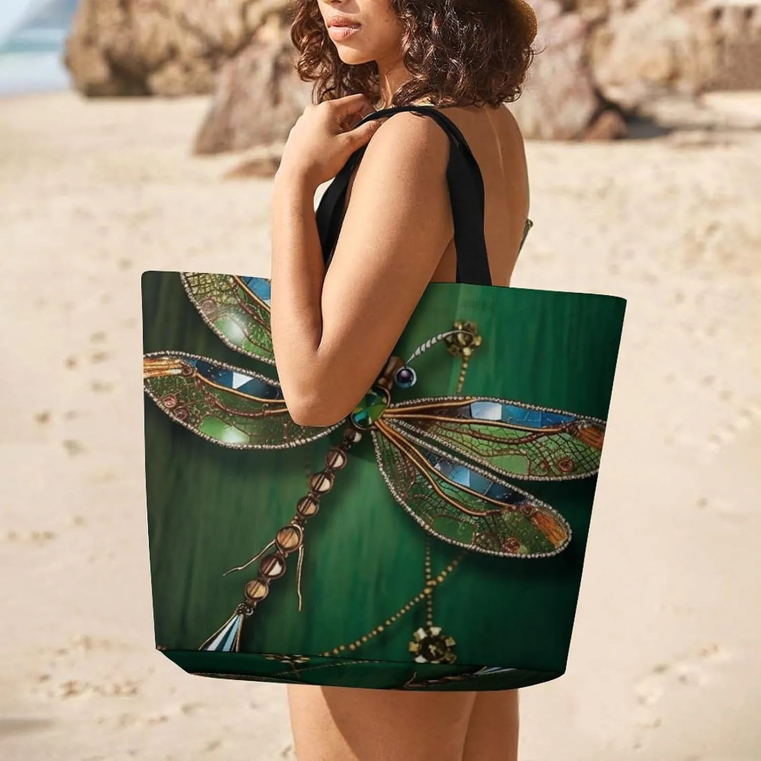 Painting Flower Pigs Beach Bag Reusable Tote Bag Foldable Grocery Bags Women Shopping Bags for Daily Essentials