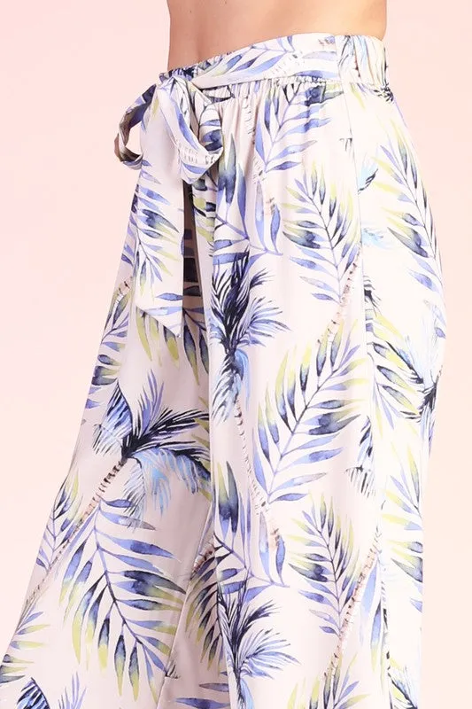 Palm Tree Tie Waist Pants