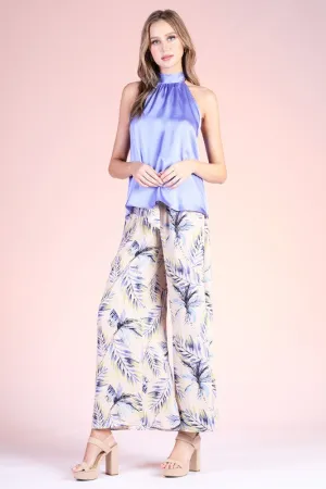 Palm Tree Tie Waist Pants