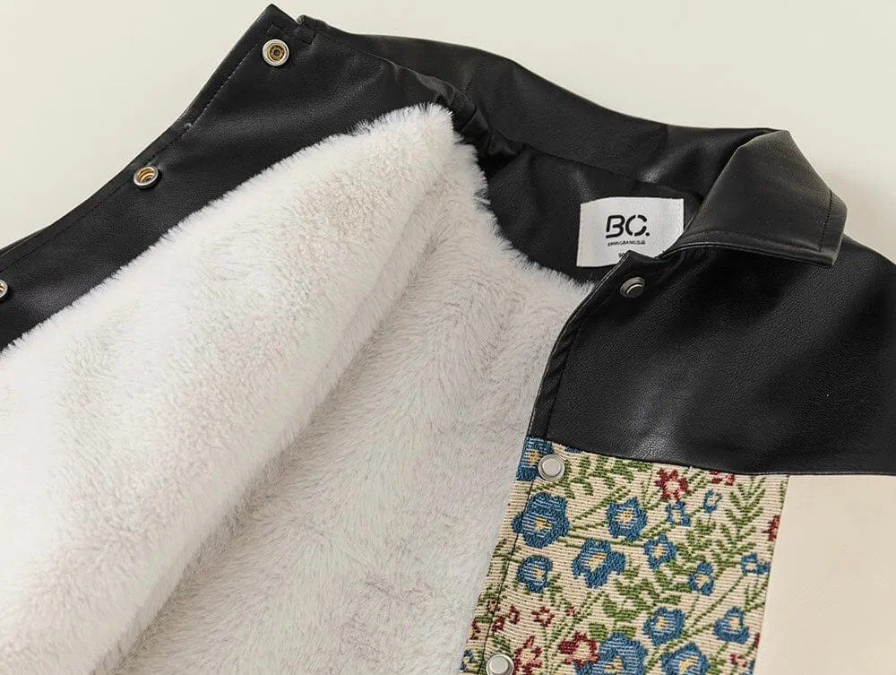 Patchwork Winter Plush Leather Jacket