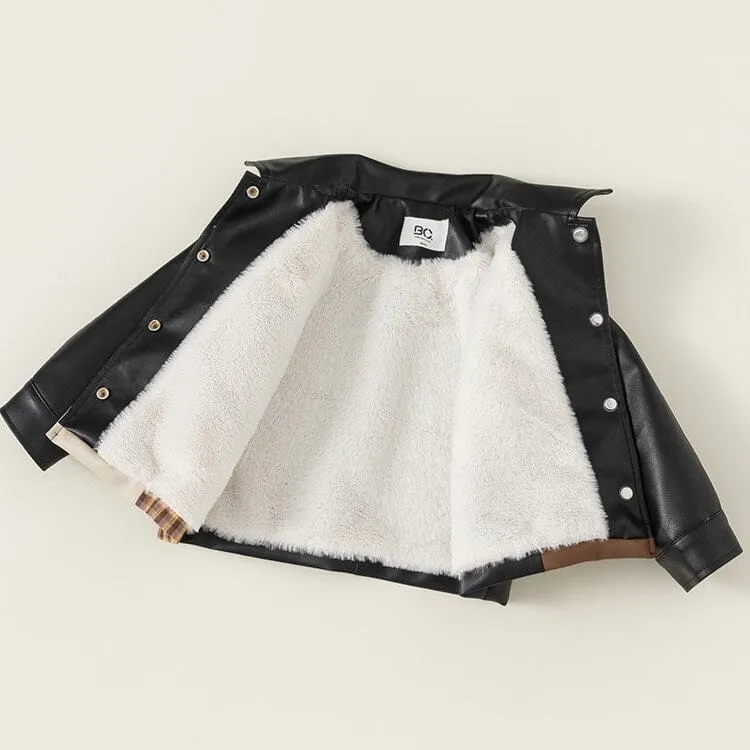 Patchwork Winter Plush Leather Jacket