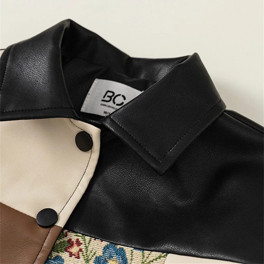 Patchwork Winter Plush Leather Jacket