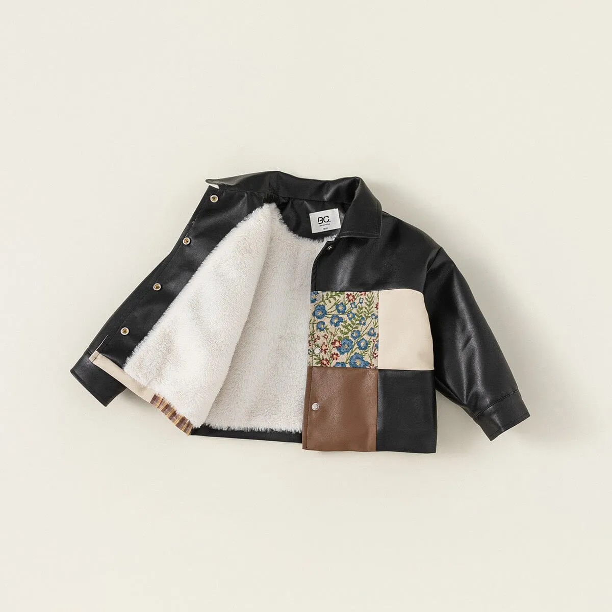 Patchwork Winter Plush Leather Jacket