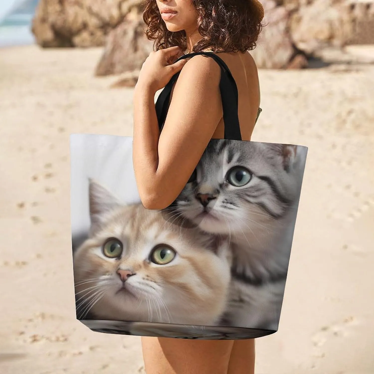 Pelican Bird Blue Sea Sky Beach Bag Reusable Tote Bag Foldable Grocery Bags Women Shopping Bags for Daily Essentials