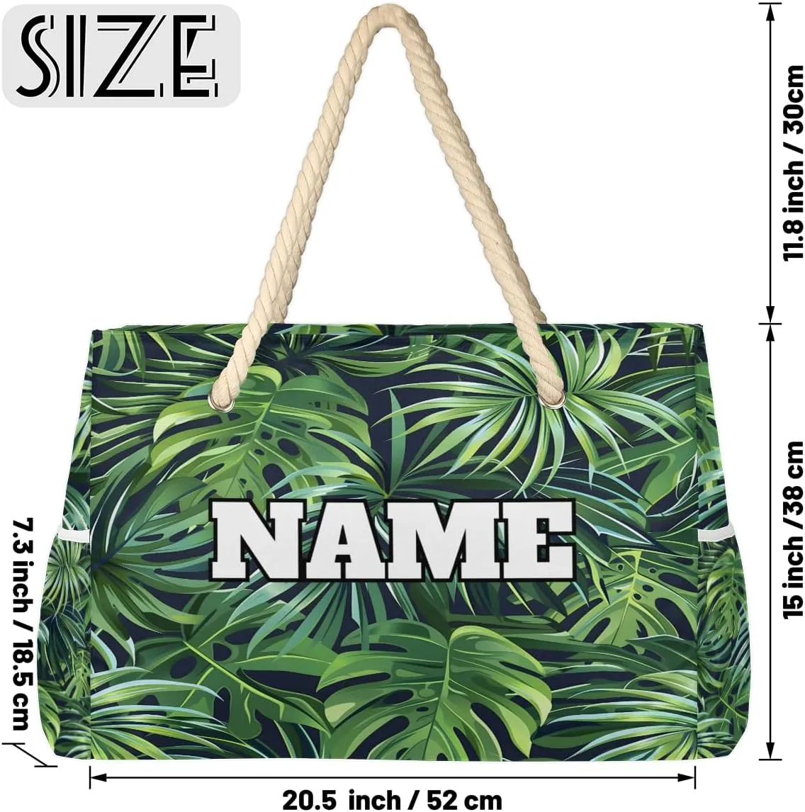 Personalized Name Beach Bags for Women, Large Beach Tote Bag with Zipper, Waterproof Sandproof Swim Pool Bags