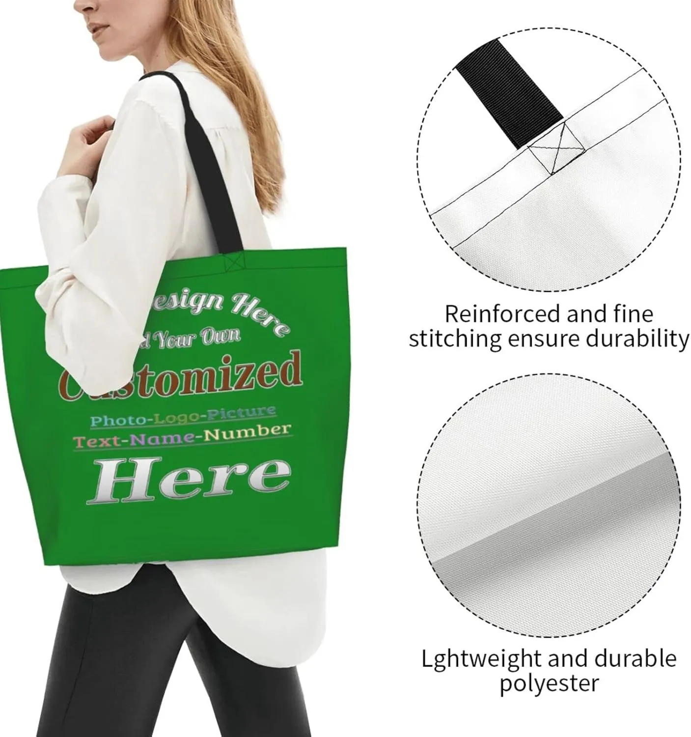 Personalized Tote Bag For Women Custom Tote Handbag Shoulder Bag For Shopping Travel Business Work Beach Customized Gift