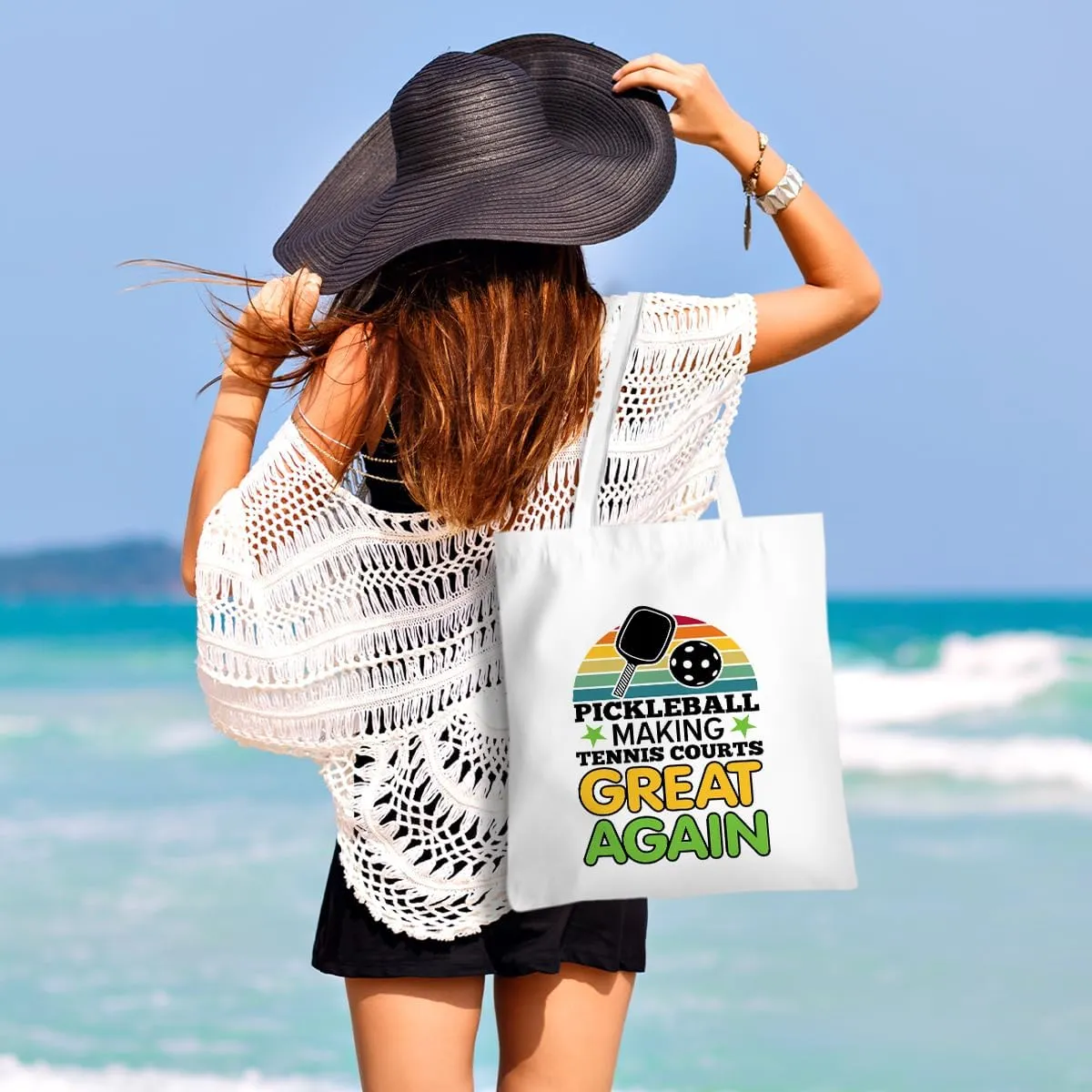 Pickleball Gifts for Pickleball Lovers Tote Bag Reusable Grocery Bags Pickleball Accessories Cotton Shopping Bag