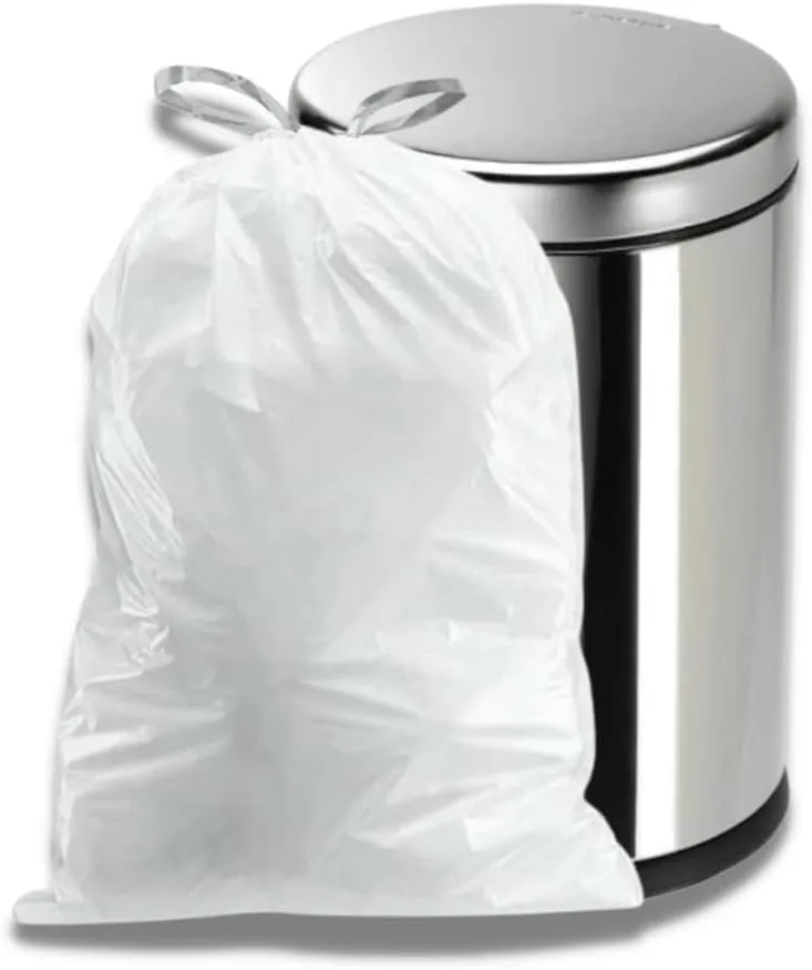 Plasticplace 4 Gallon White Drawstring Trash Bags, 200 Count (Pack of 1)  0.7 Mil Leak-Proof Garbage Liners for Small Trash Can, Bathroom, Kitchen, Office, and Car Use