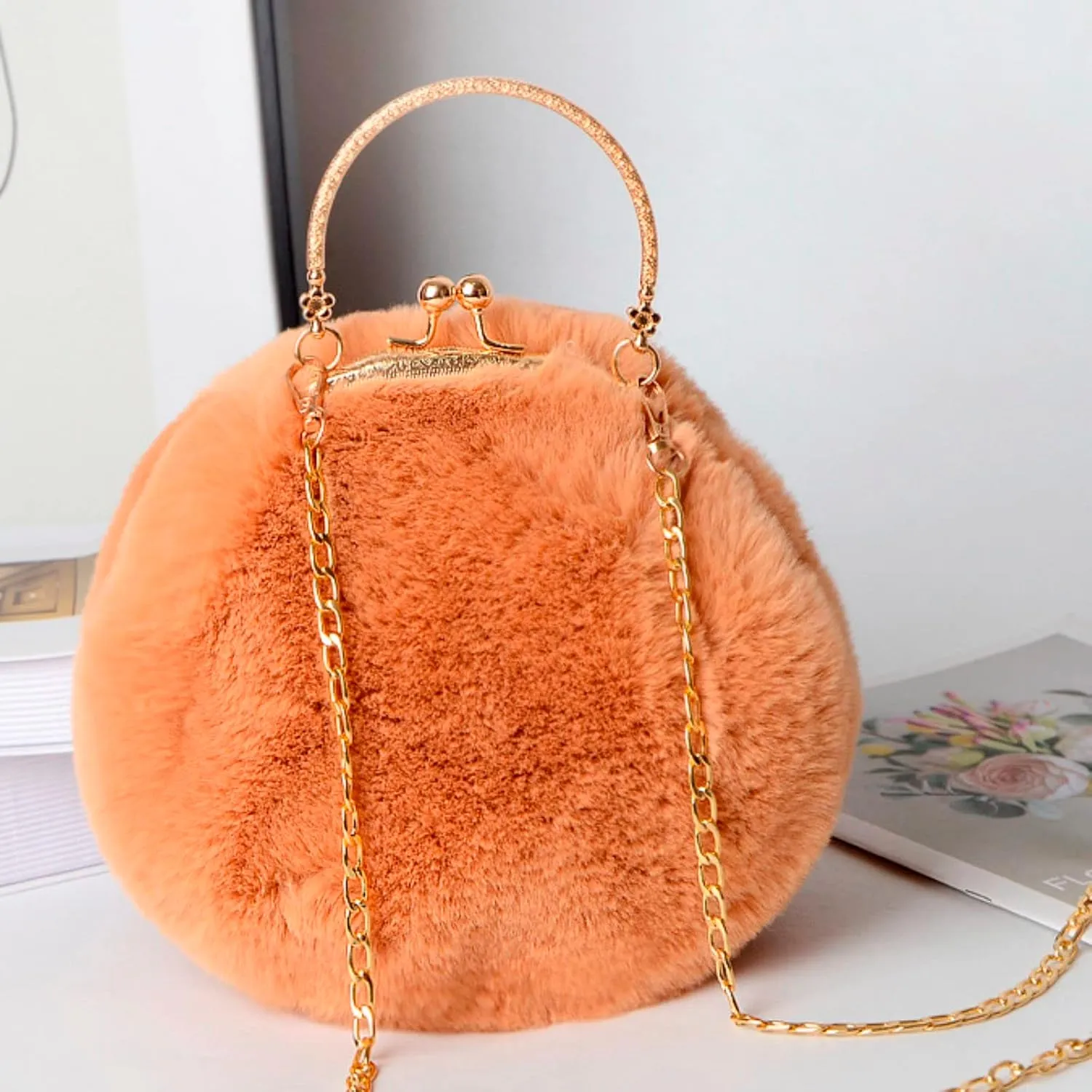 Pocket Shoulder Bag Shoulder Bag Casual Shopping Messenger Round Cat Ear Plush Handbag