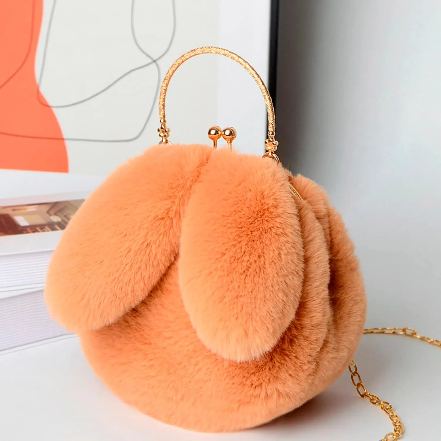 Pocket Shoulder Bag Shoulder Bag Casual Shopping Messenger Round Cat Ear Plush Handbag