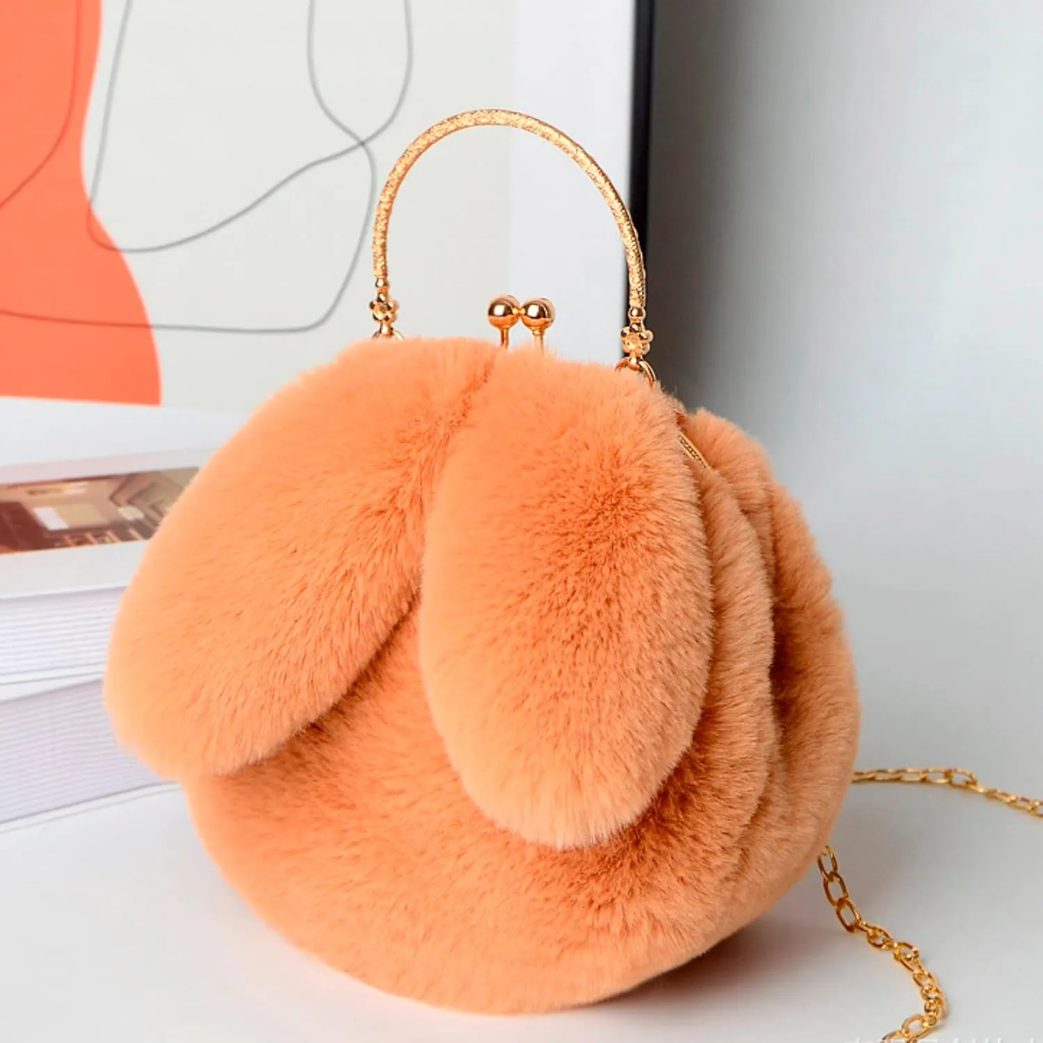 Pocket Shoulder Bag Shoulder Bag Casual Shopping Messenger Round Cat Ear Plush Handbag