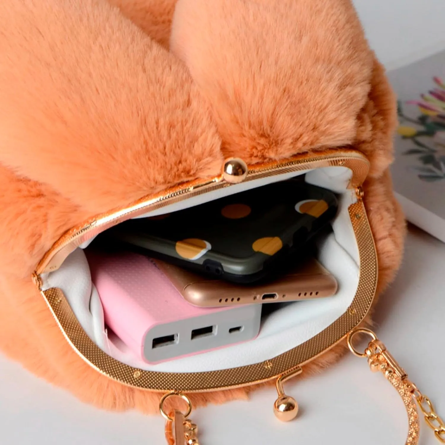 Pocket Shoulder Bag Shoulder Bag Casual Shopping Messenger Round Cat Ear Plush Handbag