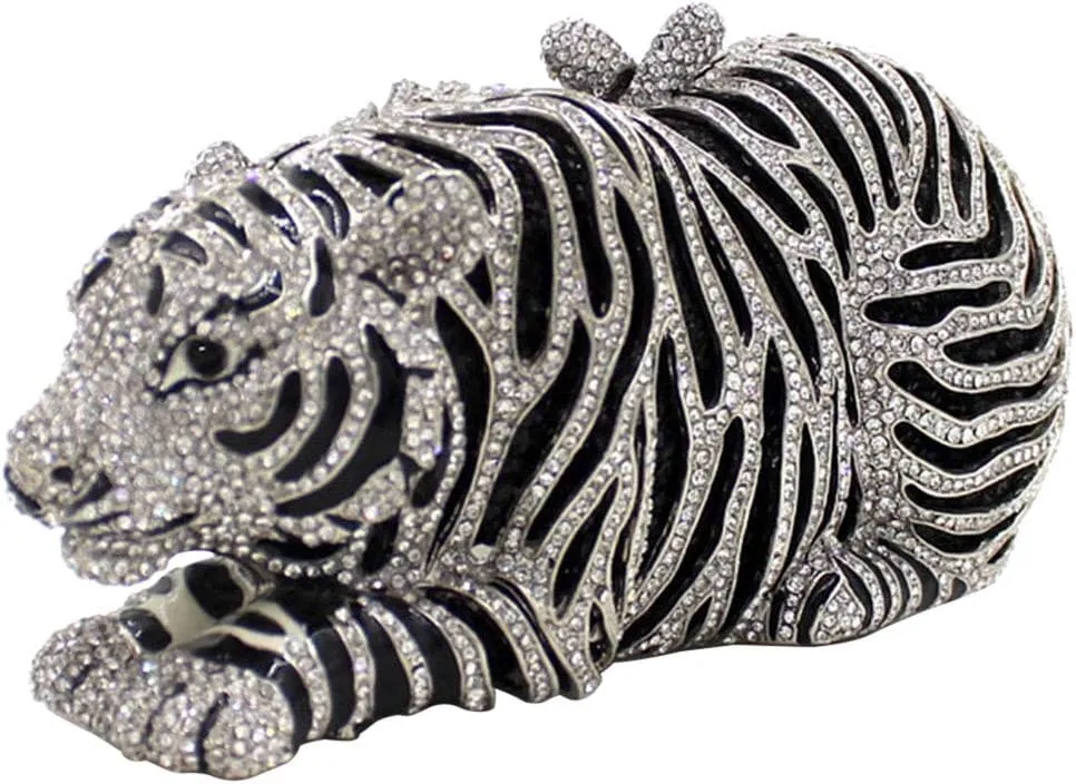 Purse For Women Crystal Evening Bags Chain Clutches Luxury Handbags Rhinestones Wedding Tiger
