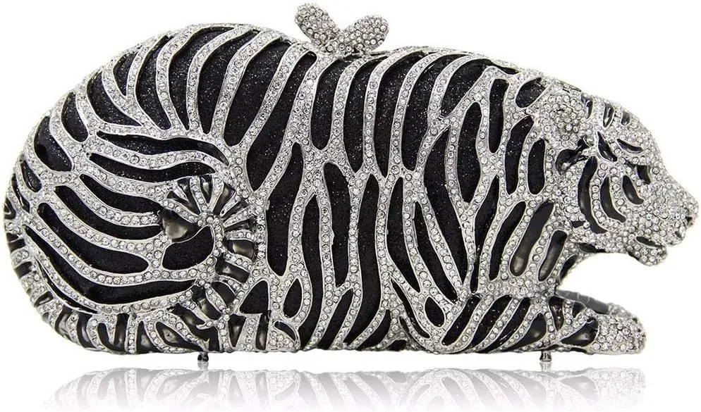 Purse For Women Crystal Evening Bags Chain Clutches Luxury Handbags Rhinestones Wedding Tiger
