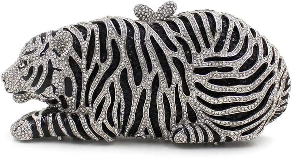 Purse For Women Crystal Evening Bags Chain Clutches Luxury Handbags Rhinestones Wedding Tiger