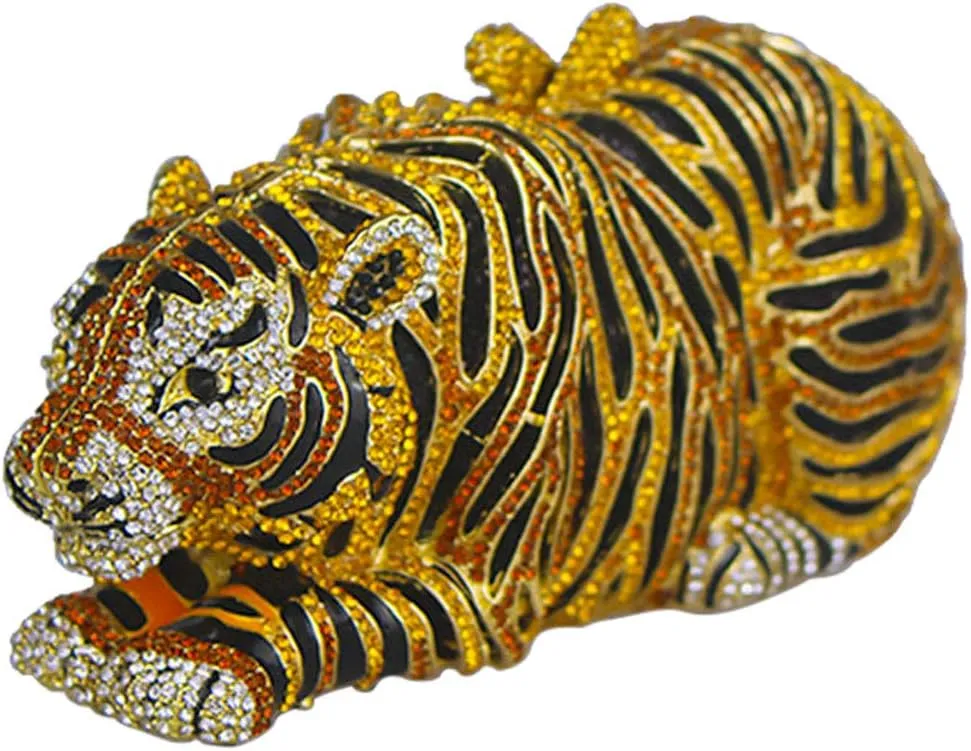 Purse For Women Crystal Evening Bags Chain Clutches Luxury Handbags Rhinestones Wedding Tiger