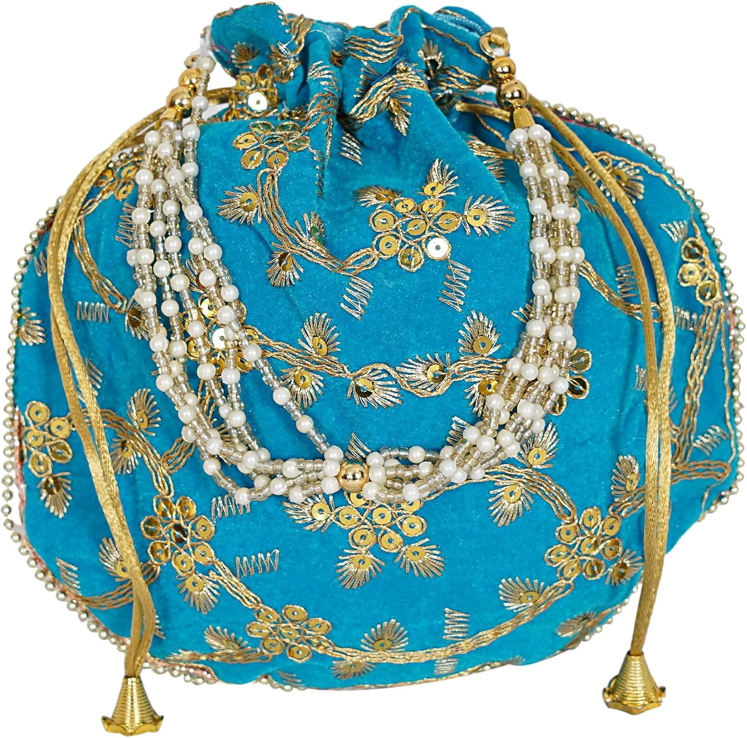 Radharani Arts Women Handicrafts and jewellery Designer Velvet Potli Bags or Wristlets or rajasthani batwa for Wedding & Parties, Best for gifting Lot of 05 PCS