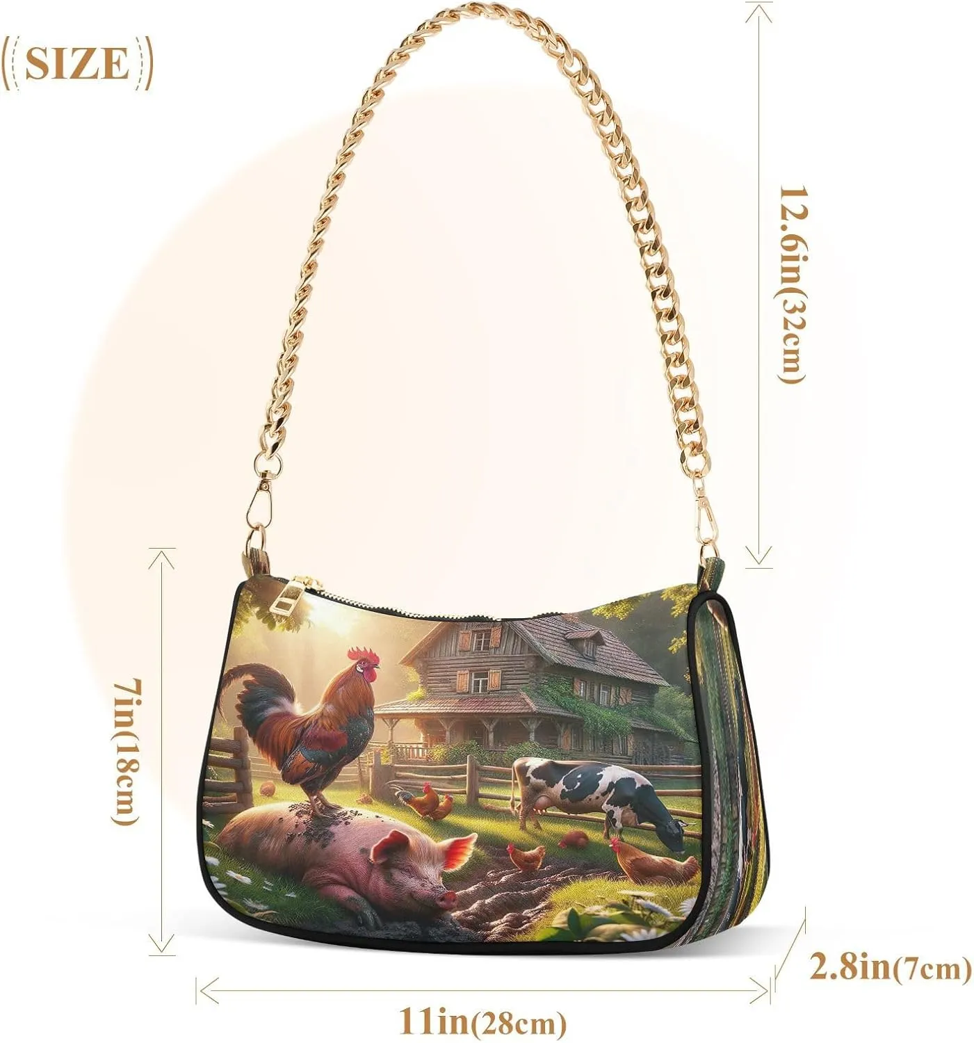 Rainbow Cloud Shoulder Bag with Zipper, Womens Shoulder Bags Crossbody