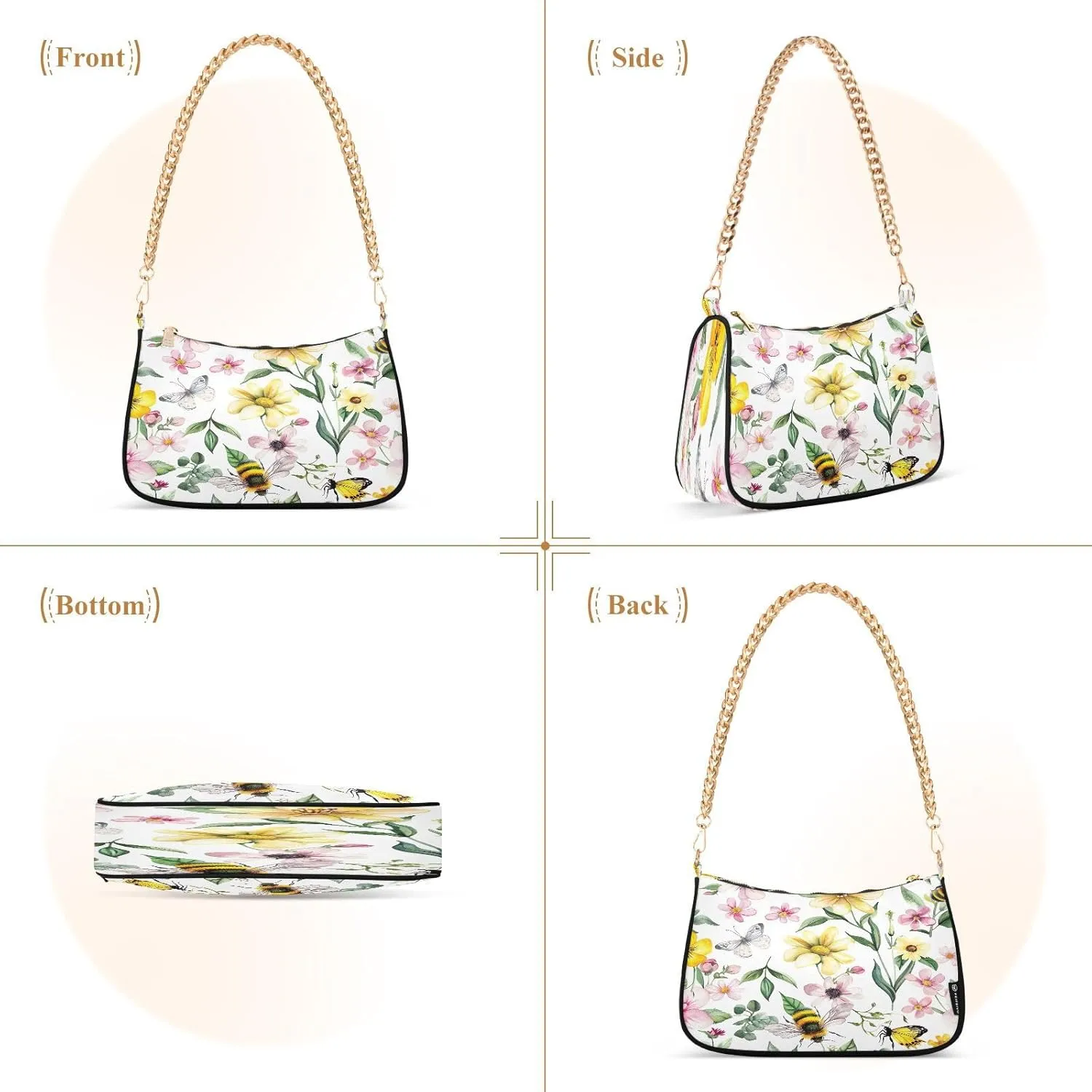 Rainbow Cloud Shoulder Bag with Zipper, Womens Shoulder Bags Crossbody